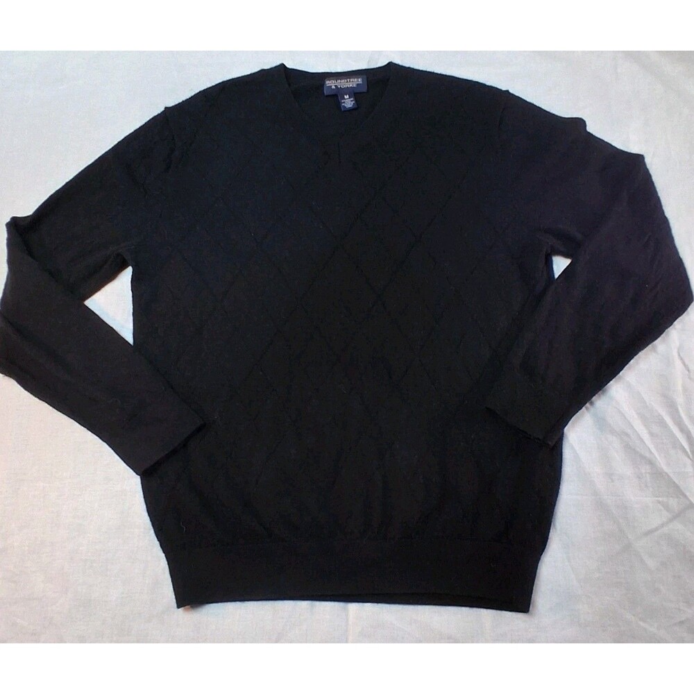 Roundtree & Yorke Merino Wool Argyle Sweater Mens M Academia Old Money